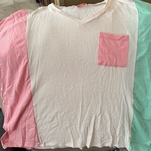 Kids Color Block T-Shirt - Pink, Cream, and Green